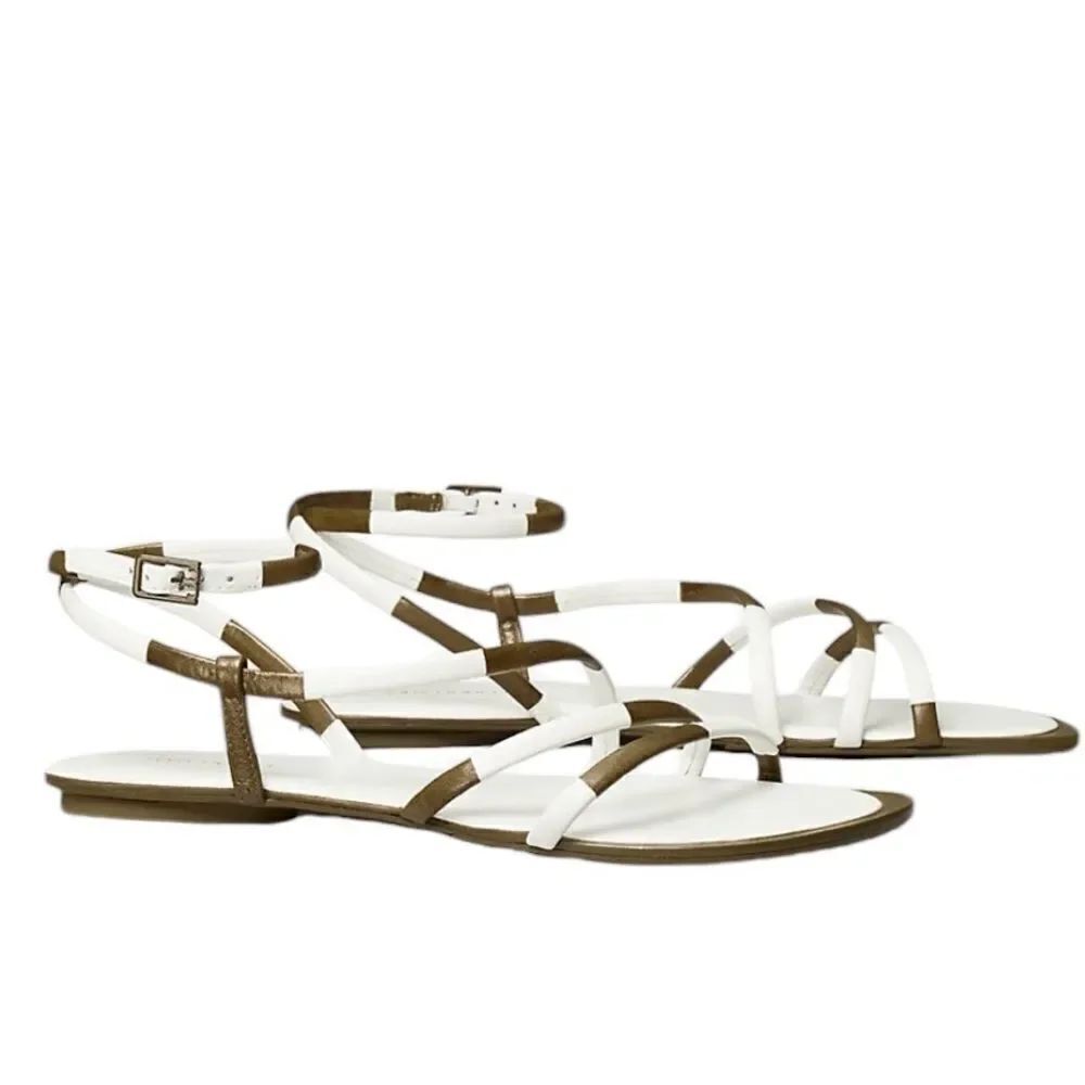 NIB Tory Burch Split Mignon Multi-strap Sandal In Gardenia Toasted size 11